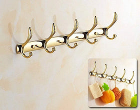 Luxury Shower Bathroom Accessories Set, Towel Ring, Paper Holder, Coat Hook, Toilet Brush, Polished Gold, Bath Hardware