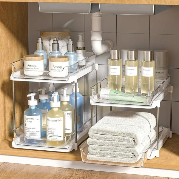 Kitchen Shelf Save Space Multi Under Sink Storage  Multifunctional Pull Out Drawer Organizer Bathroom Kitchen Accessories