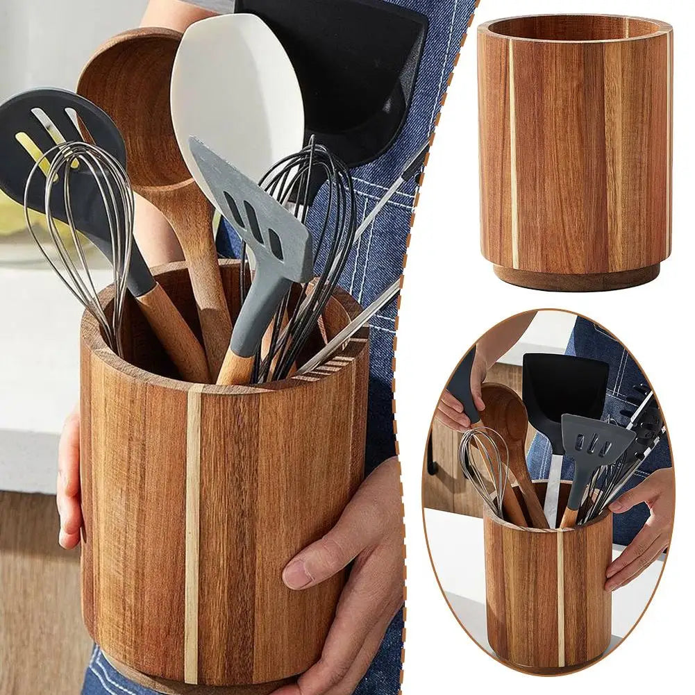 Kitchen Counter Cutlery Box Wooden circular