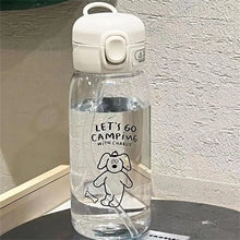 Plastic Water Bottle Water Cup With Straw Simple Large Capacity Portable Drop Resistant And Portable Cup Cartoon Ice Suction Cup