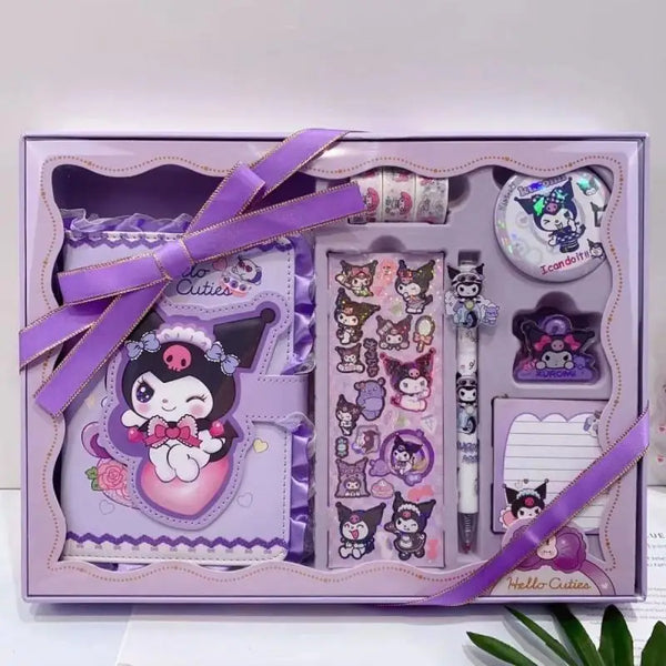 Sanrios Hello Kittys Stationery Set My Melody Kuromi Notebook Stickers Gel Pens Office School Supplier Student Handbook Set Gift