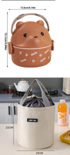 Lunch Box Portable Insulated Lunch Container Set Stackable Bento Cartoon Eyeglass Bear Shape Food Storage Container For Kids