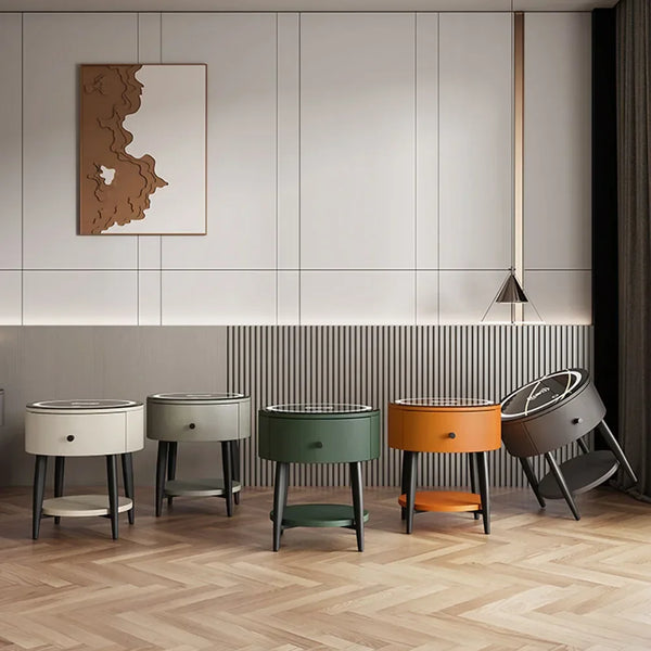 Smart Modern Nightstands Minimalist Multifunctional Drawers Design Nightstands Wireless Charger Sofa Nachttisch Decoration
