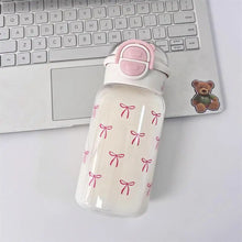 Cute Water Bottle with Straw Portable Plastic Pop-Up Cover Water Cup Kawaii Bottle Water Leak-Proof Drinking Bottle BPA Free
