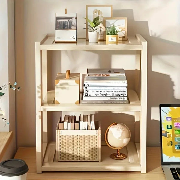 Three Layers Stationery Organizer Practical Wooden Storage Desk File Rack Office Accessories School Supplies