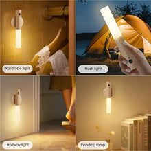 Smart Motion Sensor Night Light LED Rechargeable Magnetic Wall Lamp Portable for Hallway Bedroom Stairs Bathroom Cabinets Decor