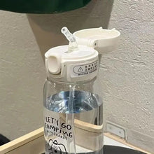 Plastic Water Bottle Water Cup With Straw Simple Large Capacity Portable Drop Resistant And Portable Cup Cartoon Ice Suction Cup