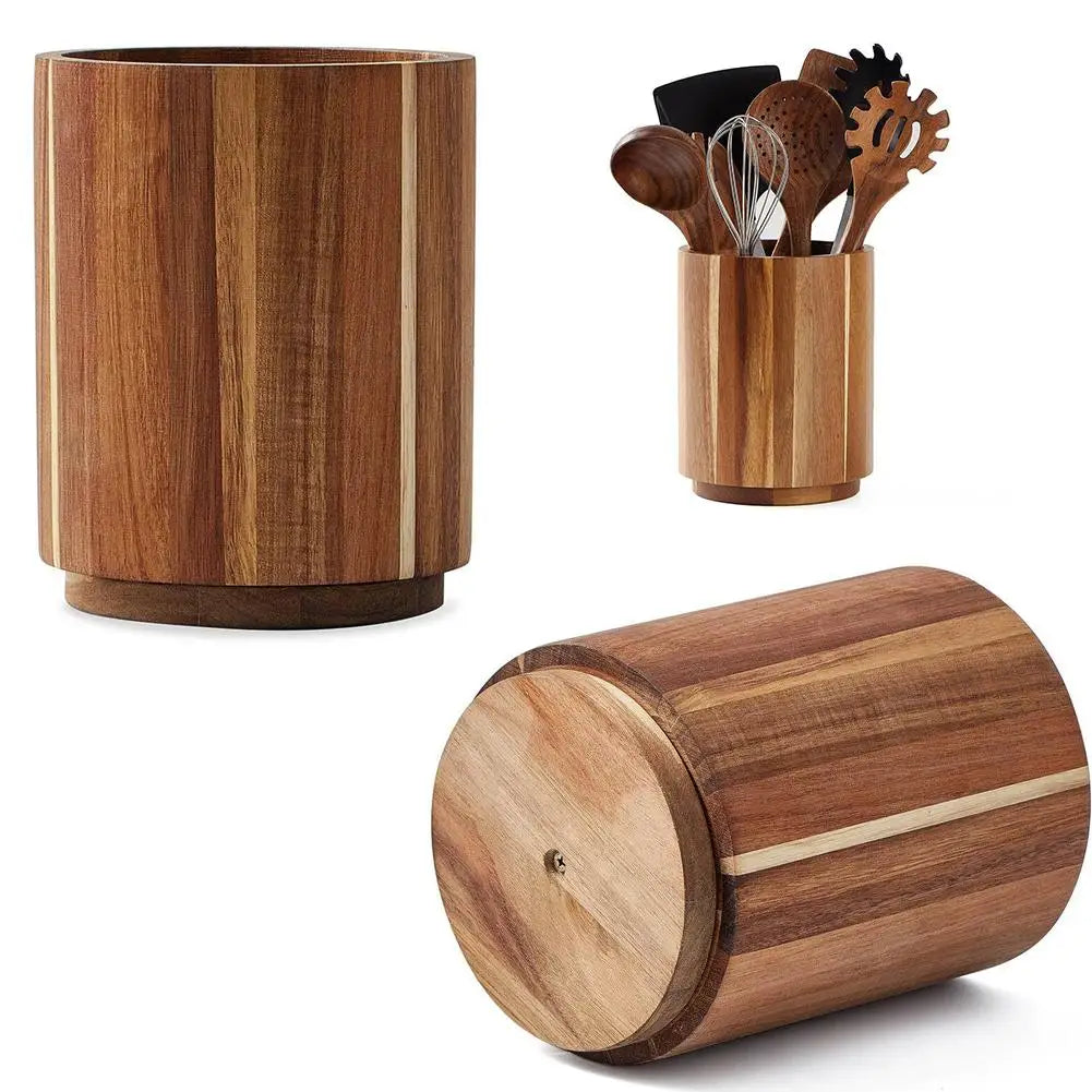 Kitchen Counter Cutlery Box Wooden circular