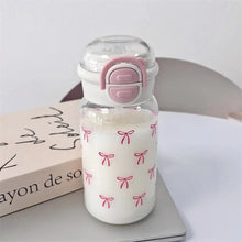 Cute Water Bottle with Straw Portable Plastic Pop-Up Cover Water Cup Kawaii Bottle Water Leak-Proof Drinking Bottle BPA Free
