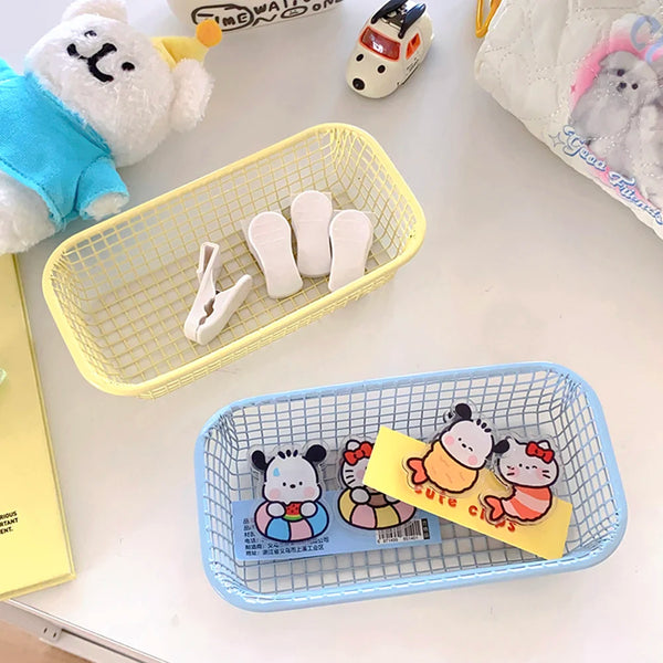 Metal Storage Basket Desktop Sundries Organizer Photocards Holder Stationerry Make Up Sorting Holder Office Home Suppliers