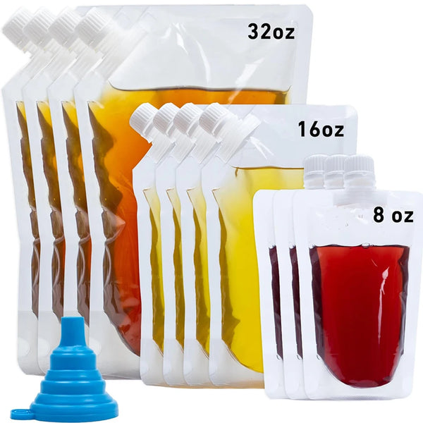 Plastic Flasks Reusable Drinks Pouches Juice Flasks