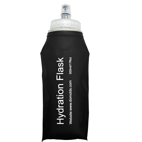 500ML TPU Soft Flask Black Flask BPA free Food Safety Hydration Flask for Running, Hiking, Camping etc