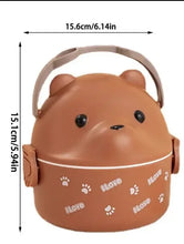 Lunch Box Portable Insulated Lunch Container Set Stackable Bento Cartoon Eyeglass Bear Shape Food Storage Container For Kids