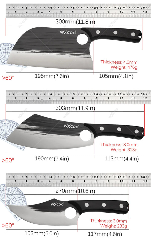 Kitchen Chef Meat Cleaver 11PCS Kitchen Knife Set Forged Steel High Hardness Chopping Knife Kitchen Scissors Cooking Tools