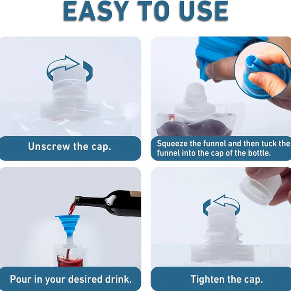 Plastic Flasks Reusable Drinks Pouches Juice Flasks