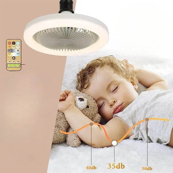 Smart 3-in-1 Ceiling Fan with Remote Control Lighting Lamp  Lighting Base for Bedroom and Living Room Silent and Convenient