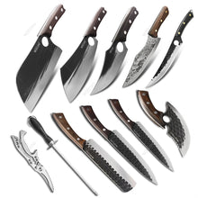 Kitchen Chef Meat Cleaver 11PCS Kitchen Knife Set Forged Steel High Hardness Chopping Knife Kitchen Scissors Cooking Tools