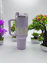 Flat Bottom Cup with Handle and Straw 40oz | Cup Holder for Travel | Insulated Stainless Steel Cup | BPA Free