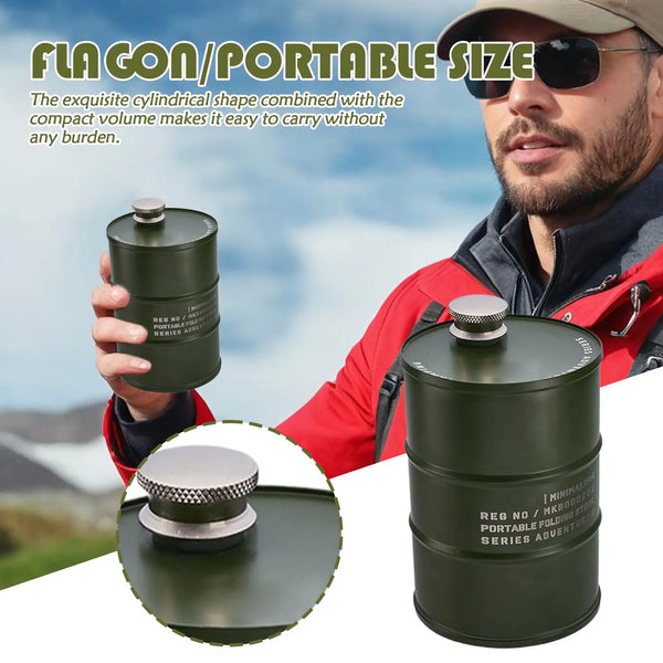 Drinking Flasks Portable Beer Barrel Flagon 750ml Leakproof Stainless Steel Flask for Fishing Hiking Camping Workplace Gathering