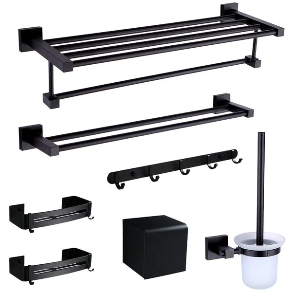 Bathroom Accessories Towel Rail Paper Holder,Towel Rack,Toilet Brush holder ,Towel Holder Aluminum Black bathroom Hardware set