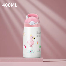 400ML 316 Stainless Steel Vacuum Flasks Thermos Bottle Kids Water Bottle Cartoon Animal Thermos Mug Baby Duck Billed Straw