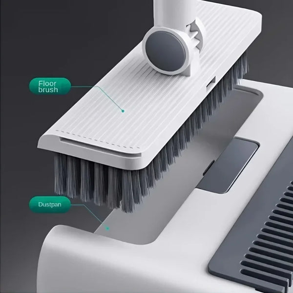 [3-in-1 Cleaning Kit] 3-in-1 Foldable Broom and Dustpan Set - Multi-Surface Cleaning Kit - Durable Plastic for Home and Dorm Use