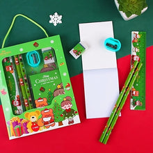 1/4 set Christmas series stationery set,including pencils, erasers, pencil sharpeners, sticky notes, rulers, school supplies