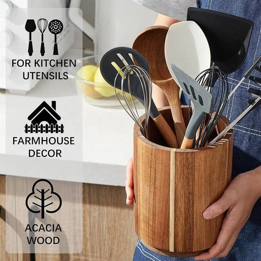 Kitchen Counter Cutlery Box Wooden circular