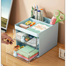 Small Desk Organizer With Drawer, Office Desktop Storage Box Makeup Organizer Business Card/Pen/Pencil/Mobile Phone/Stationery