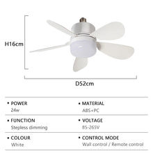 Smart 2-in-1 Ceiling Fan with Remote Control Dimming Lighting E27 Silent Fan Bedroom Living Room Kitchen Household Electric Fans