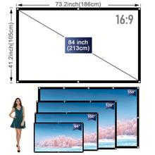 60-150 Inch Portable & Foldable Home Theater Projector Screen - Soft, Washable & Ironable White, 16:9 Aspect Ratio