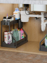 Space-Saving Organizer Shelf 2-Tier Pull-Out Storage Organizer Durable Large Capacity Drawer for Kitchen and Bathroom Essentials