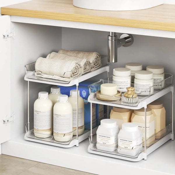 Kitchen Shelf Save Space Multi Under Sink Storage  Multifunctional Pull Out Drawer Organizer Bathroom Kitchen Accessories
