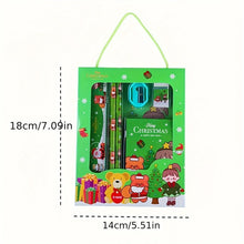 1/4 set Christmas series stationery set,including pencils, erasers, pencil sharpeners, sticky notes, rulers, school supplies