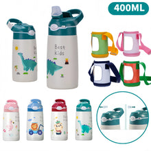 400ML 316 Stainless Steel Vacuum Flasks Thermos Bottle Kids Water Bottle Cartoon Animal Thermos Mug Baby Duck Billed Straw