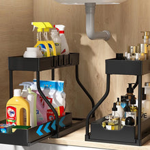Space-Saving Organizer Shelf 2-Tier Pull-Out Storage Organizer Durable Large Capacity Drawer for Kitchen and Bathroom Essentials