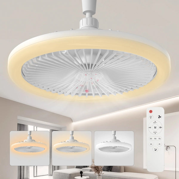 Smart 2 In 1 Ceiling Fan Lamps 3 Speeds Adjustable E27 Base Infinitely Dimmable for Bedroom Study LED Home Decorative Light