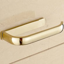 Luxury Shower Bathroom Accessories Set, Towel Ring, Paper Holder, Coat Hook, Toilet Brush, Polished Gold, Bath Hardware