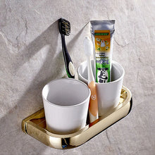 Luxury Shower Bathroom Accessories Set, Towel Ring, Paper Holder, Coat Hook, Toilet Brush, Polished Gold, Bath Hardware