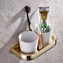 Luxury Shower Bathroom Accessories Set, Towel Ring, Paper Holder, Coat Hook, Toilet Brush, Polished Gold, Bath Hardware