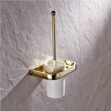 Luxury Shower Bathroom Accessories Set, Towel Ring, Paper Holder, Coat Hook, Toilet Brush, Polished Gold, Bath Hardware